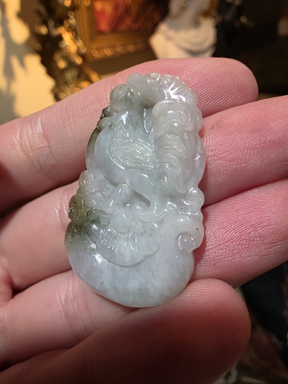 Natural Burmese Type A Jadeite Jade Carved Rooster Pendant - Picture 3 of 5